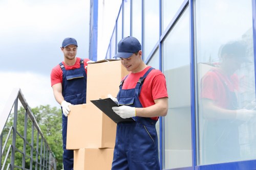 Furniture and boxes arranged safely inside a removals van