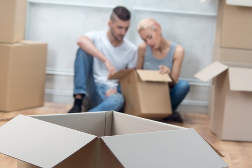 Packing materials and protected furniture ready for removals
