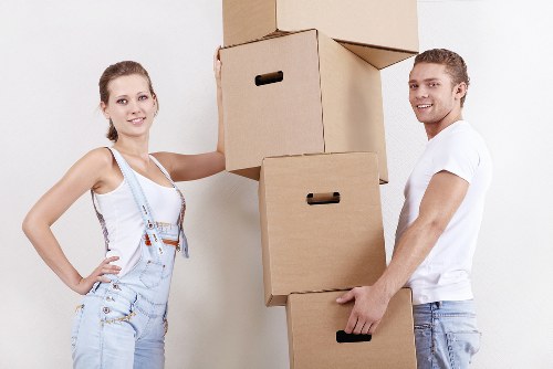 Household items being unloaded into a new home in North End