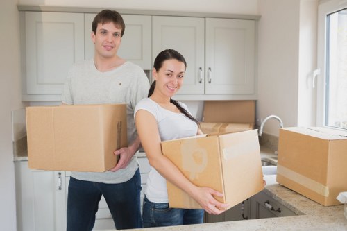 North End moving van support shown with organized items ready for transport